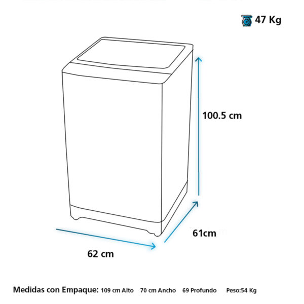 Lavadora Mabe 16KG - LMAP6120WGBB0 Color Plomo - Imagen 7